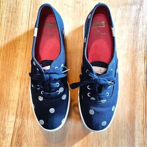 Keds x Kate Spade Champion Dancing Dot Sz 7 Sneaker. Navy w/Silver